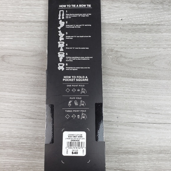 J. Ferrar bow tie with hankerchief white and peach - Picture 2 of 2